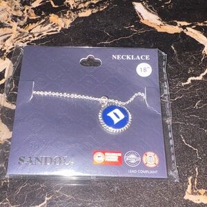 Silver Necklace with Blue Emblem Pendant
